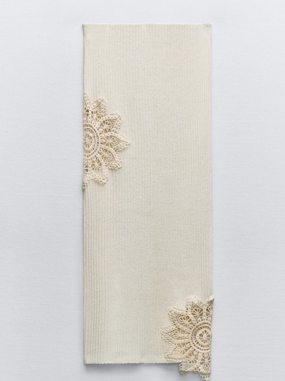 Zara Knit Crochet Cutout Embroidery Skirt NWT